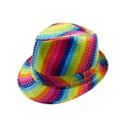 rainbow sequin trilby hat