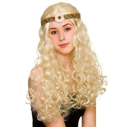 60s/70s blonde flower power hippie wig
