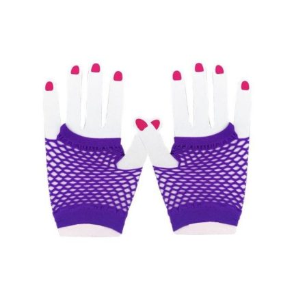 purple net fingerless gloves