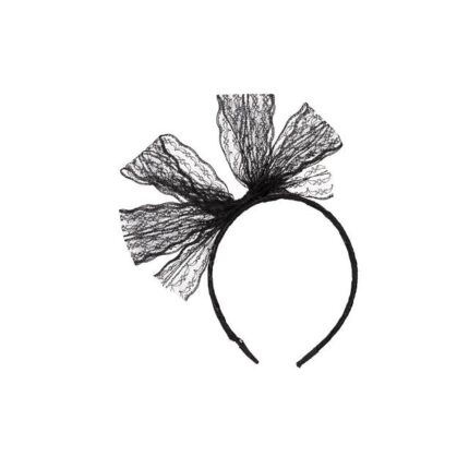 80s black lace bow headband